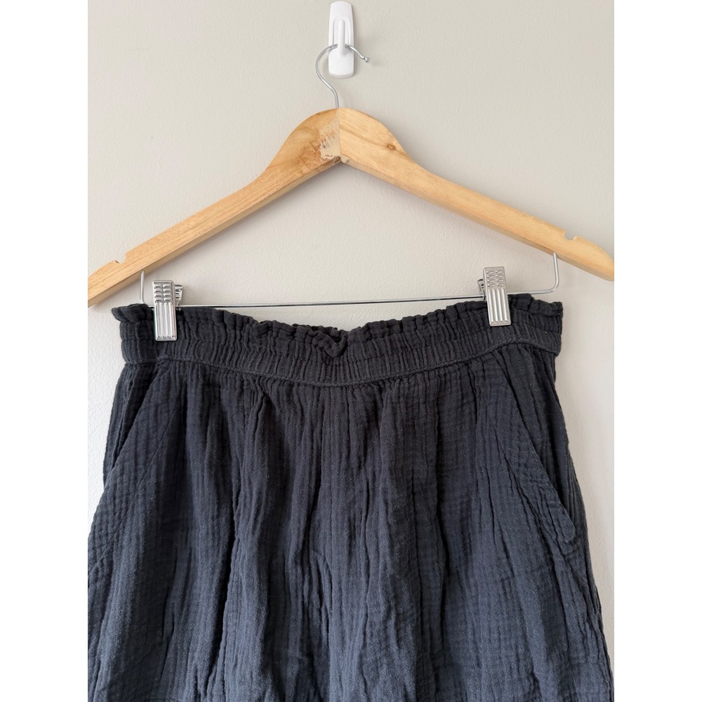 Aerie Black 100% Cotton Wide Leg Pants High Waisted Flowy Beach Lounge Large - Picture 3 of 8